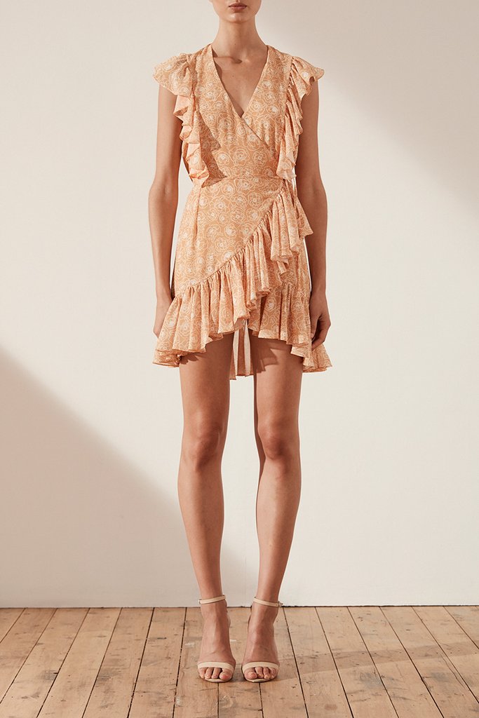 Shona Joy Siena Ruffle Wrap Mini Dress