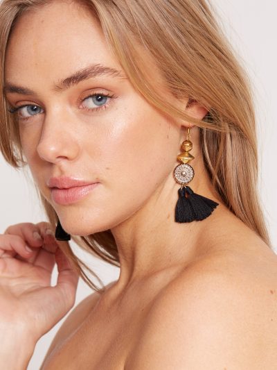 Natalie Alamein Black Geisha Earrings