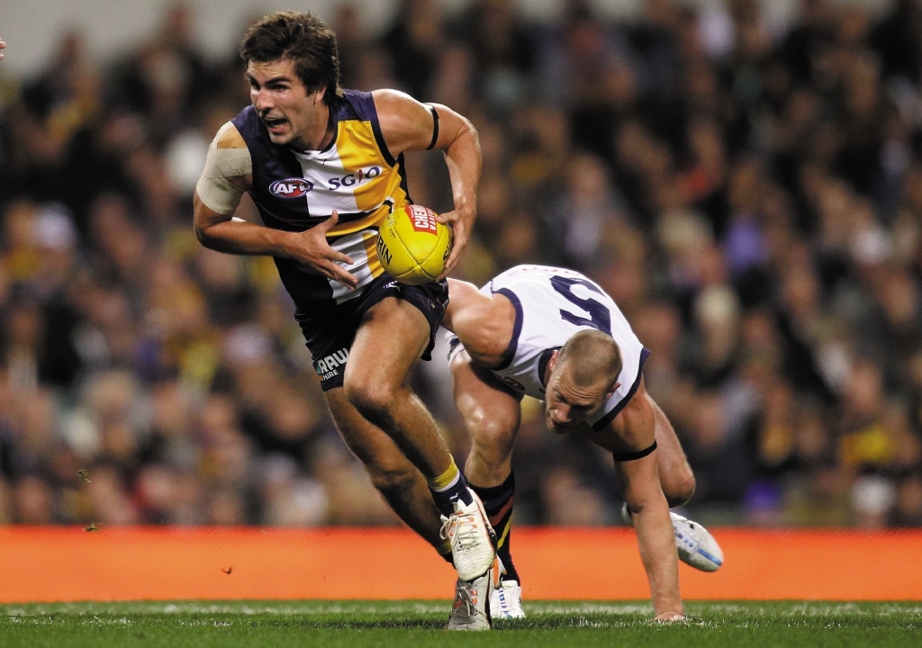 West Coast star Andrew Gaff is in trouble for his derby hit on Fremantle's Andrew Brayshaw. File Picture: Getty Images