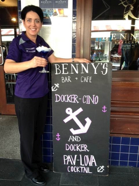 Businesses show their support for the Fremantle Dockers.