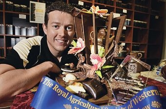 Fremantle Chocolate manager Andrew Wyers with some of the company’s Royal Show |winning products. Picture: Elle Borgward www.communitypix.com.au d405828
