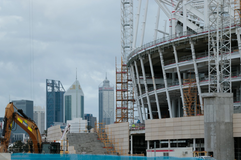 Perth Stadium under construction. Picture: Andrew Ritchie