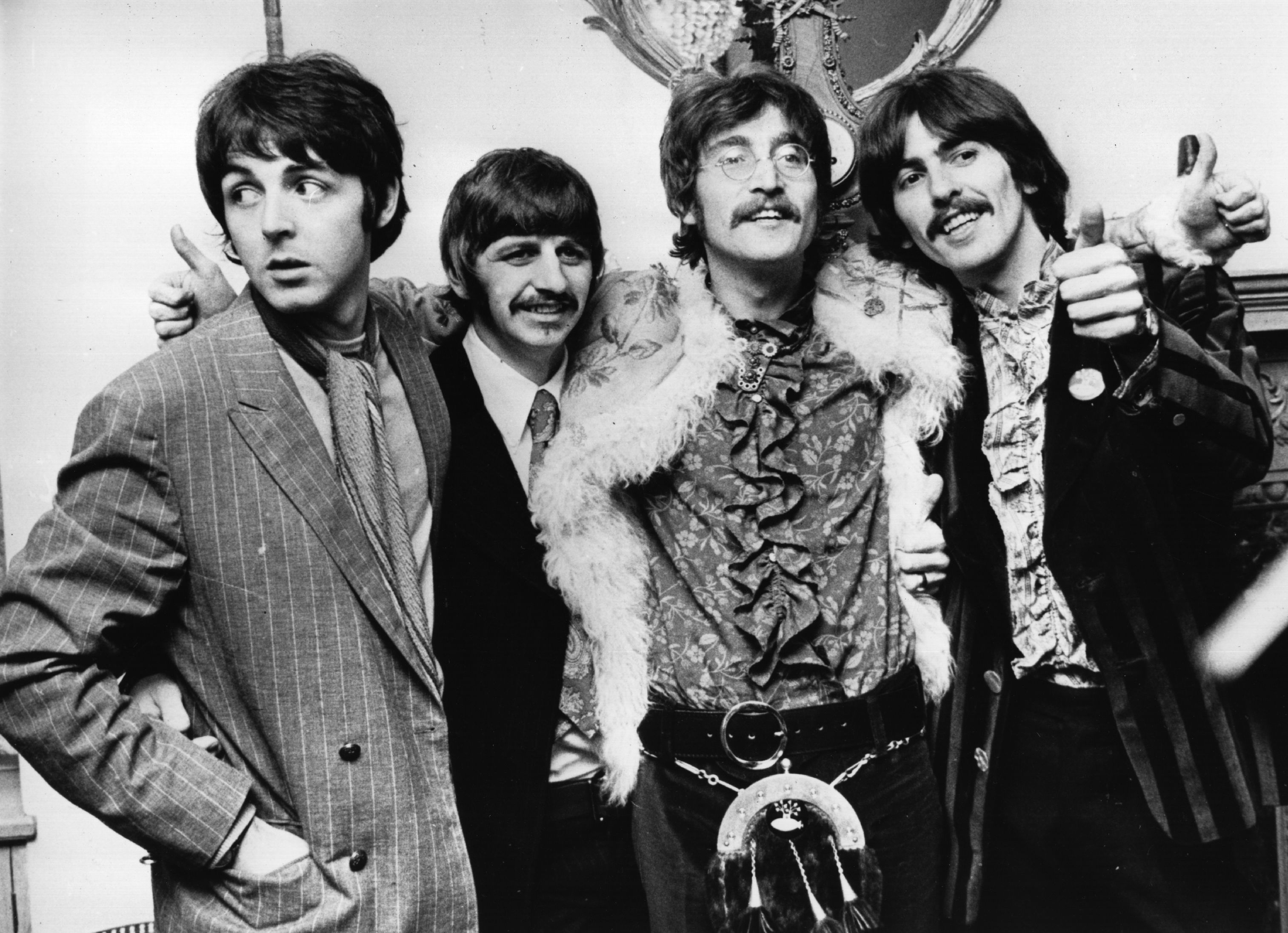 19th May 1967: The Beatles celebrate the completion of their new album, 'Sgt Pepper's Lonely Hearts Club Band'. Photo: Getty