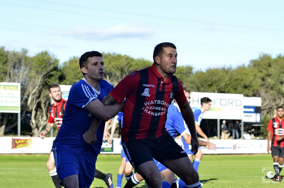 Cockburn City going head to head with Armadale. Picture: Jonny Warrington
