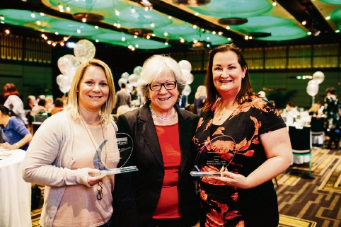 Yangebup Family Centre's Joanne McGillivray and Samantha Williams, with Linkwest patron Carmen Lawrence (centre).