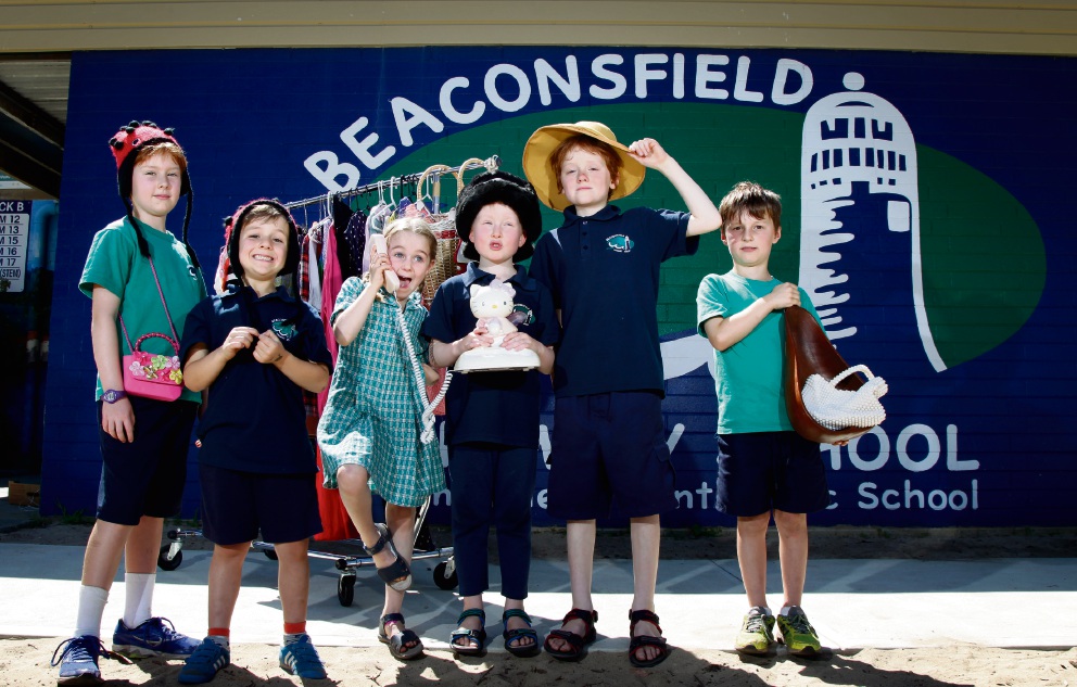 Getting ready for the Garage Sale Trail are Beaconsfield Primary School students (from left) Isobel Marillier, Florence Jauncey, Angus Marillier, Ned Hammond, Art Jauncey and Charlie Hammond.
Picture: Marie Nirme www.communitypix.com.au d474928