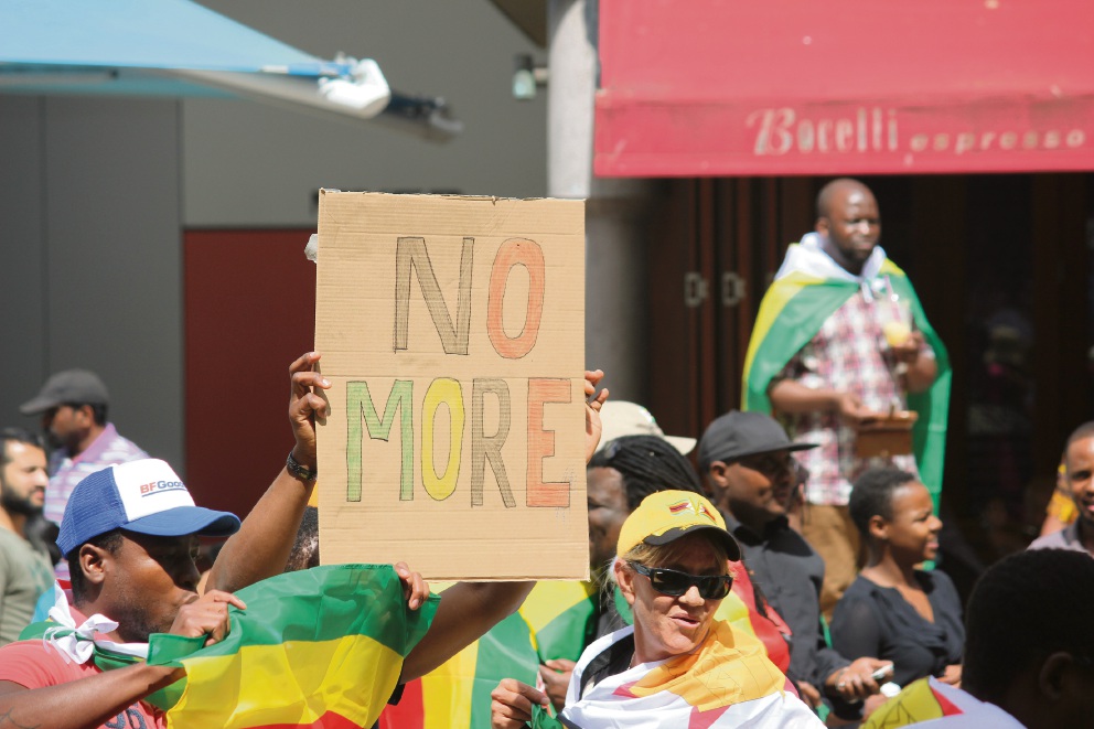 Zimbabwe-born people at a solidarity march in Perth last weekend. Picture: Jarvis Eyes