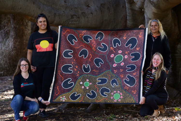 Top-Caitlin Lawton and Grace Comeagain from Urban Indigenous with Susannah Macbeth and Renae Boyd from Create Ranger Parks. Photo: Martin Kennealey