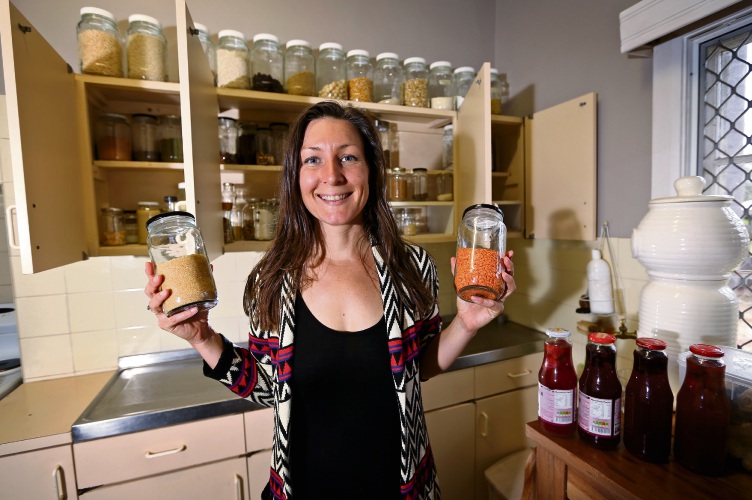 Karla Hooper lives almost waste-free,with a pantry full of jars and a garden full of fresh produce. Picture: David Baylis