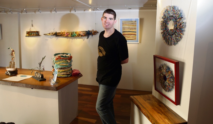 Josh Flintoff (Karrinyup) with his and Courtney’s artwork (right). Courtney Smith was absent. Photo: Martin Kennealey