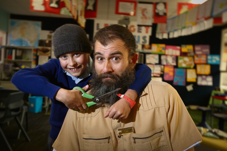 Levi Surjan (12) and teacher Steven Carrabs. Photo: Andrew Ritchie. d488451 communitypix.com.au.