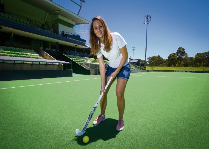 FIH Pro League manager Mathilde Grenet during her recent visit to check out Perth Hockey Stadium. Picture: David Baylis