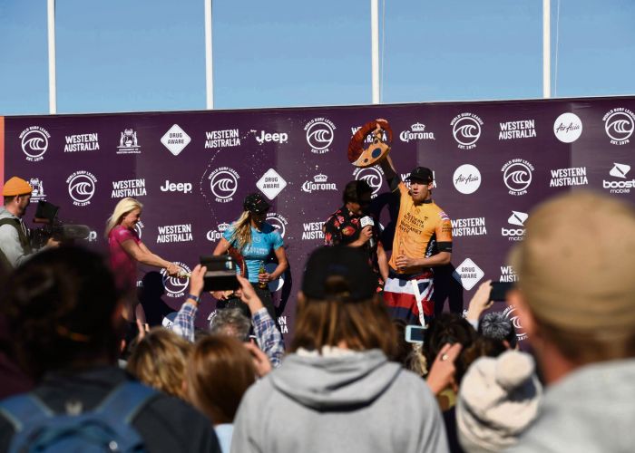 John John Florence and Lakey Peterson won the 2019 Margaret River Pro. Photo: Jeremy Stewart - 72Vision Drone Services