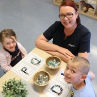 MercyCare Merriwa Early Learning Centre manager Ailish O’Dwyer with Coco (2) and Logan (4).