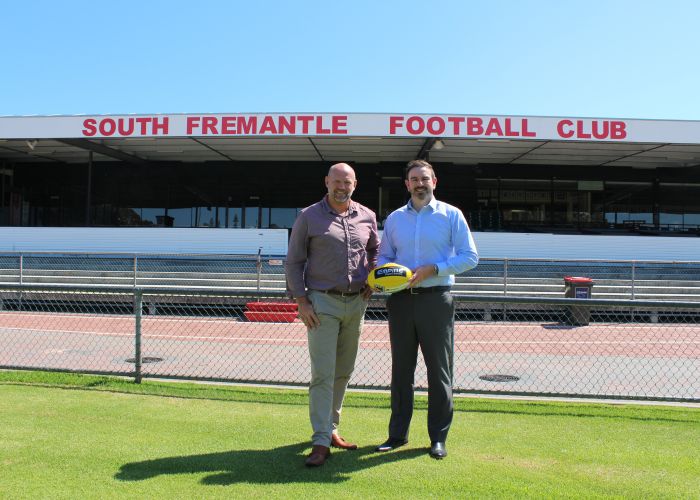 New South Fremantle Football Club general manger of football and community Marty Atkins and chief executive Cameron Britt.