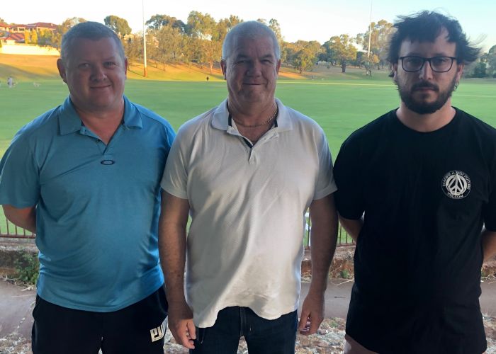 Kingsley Westside Football Club junior president Mark Nelson, interim chairman Rob MacKay and senior president Rob Andrews. Picture supplied