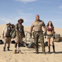Jack Black, Kevin Hart, Dwayne Johnson and Karen Gillan in Jumanji: The Next Level.
