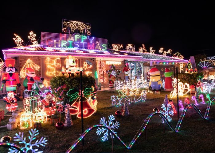 With festive displays inside and out, 102 Riverside Lane, Seville Grove is a must see.