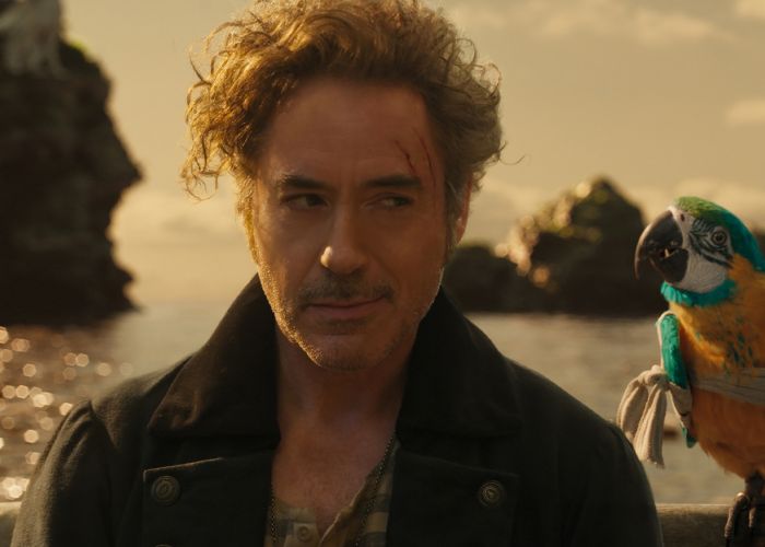 Robert Downey Jr as Dr John Dolittle and Emma Thompson voices Polynesia the parrot.