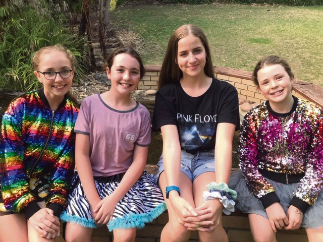 Amelie van Wyk (12), Madison Brink (11), Charlie Hunt (13) and Bella Bugg (10) will star in Oakley and Olivia at Fringe World Festival.
