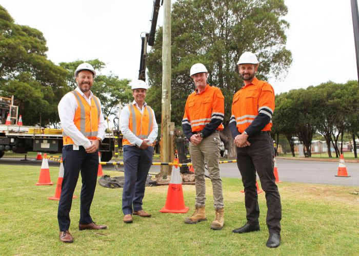 City of Stirling acting chief executive Michael Littleton, mayor Mark Irwin and Western Power representatives Zane Christmas and Graham Downe in Menora.
PHOTO: Michael Gill
