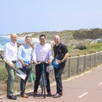 Dale Alcock, Bode Property directors Jarrad Sizer and Brad Kelly, and DMG Architecture principal Lindsay Allen.