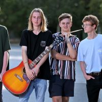 Eleven AM band members Brock Watts (16), of Alkimos, Sean Bell (16), of Tapping, Harry Chamberlain (17), of Tapping, and Oliver Jones (16), of Tapping. Picture: David Baylis www.communitypix.com.au d498036