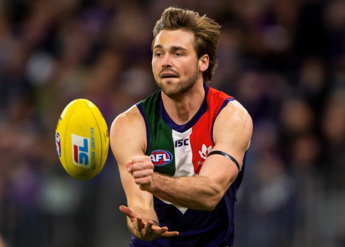Unlucky Fremantle defender Joel Hamling. Photo: Getty