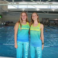 SupaNova Synchronised Swimming Club members Celeste Johns and Thirsa van Amersfoort.