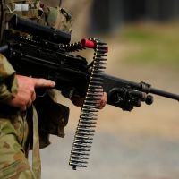 An Australian soldier is seen carrying a Minimi machine gun during training. Picture: Getty Images