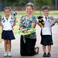 Currambine OPrimary School teacher Rochelle Froud with students Madison Clarke (4) and James Broadhurst (5). Picture: David Baylis www.communitypix.com.au d498139