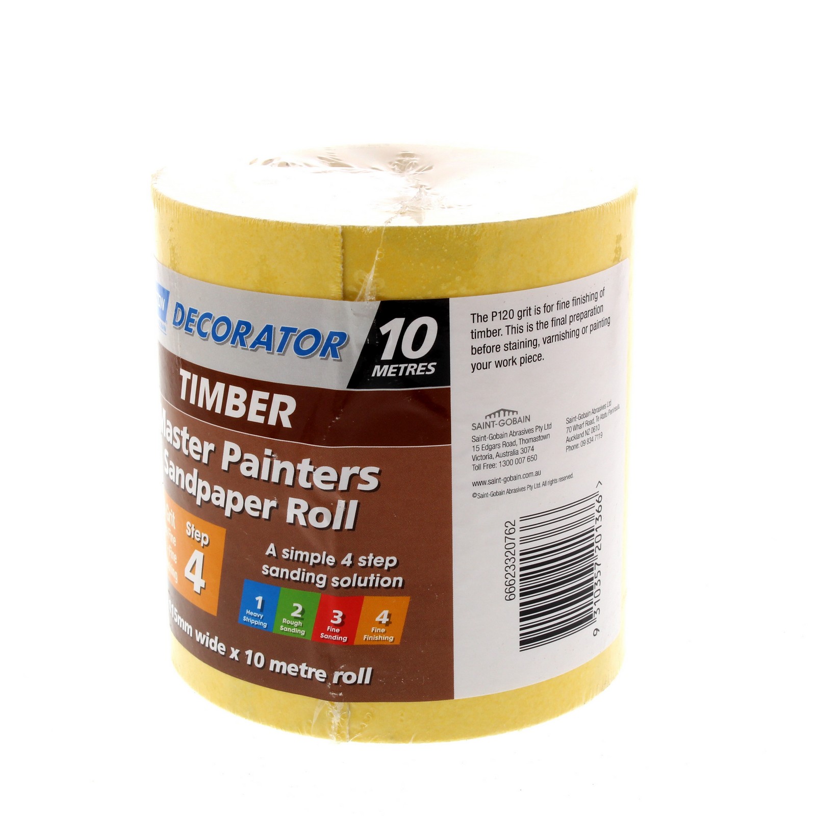 Sandpaper 120 Grit Timber Surfaces Extra Fine 115mm x 10m Roll Norton