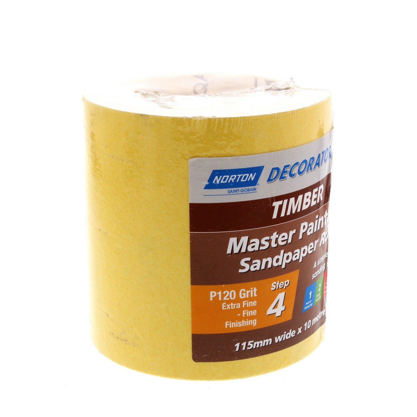 Sandpaper 120 Grit Timber Surfaces Extra Fine 115mm x 10m Roll Norton