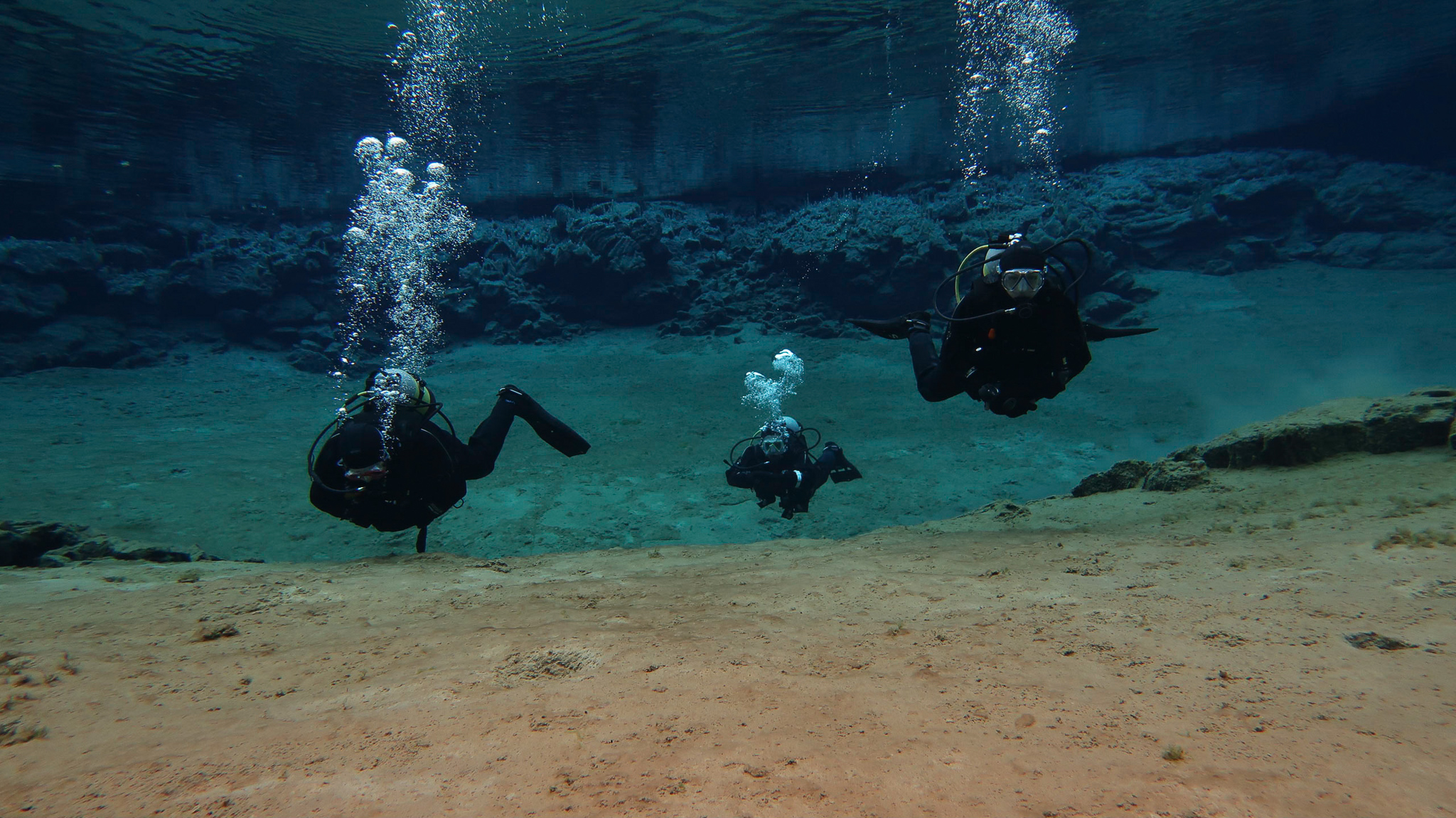 Incredibly clear waters at Silfra Fissure in Iceland. Photo by Tania Roque of DIVE.IS