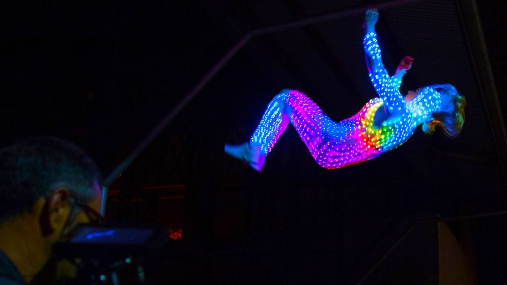 Marlee as action hero 'glow girl' for a commercial