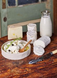 Some of the beautiful home made cheese produced at Tolpuddle Goat Cheese & Farm Goods