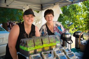 Narelle and Trish Forrest at a farmers' market