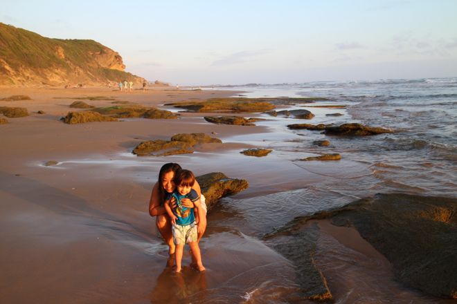 Aimee and one of her children in South Africa.