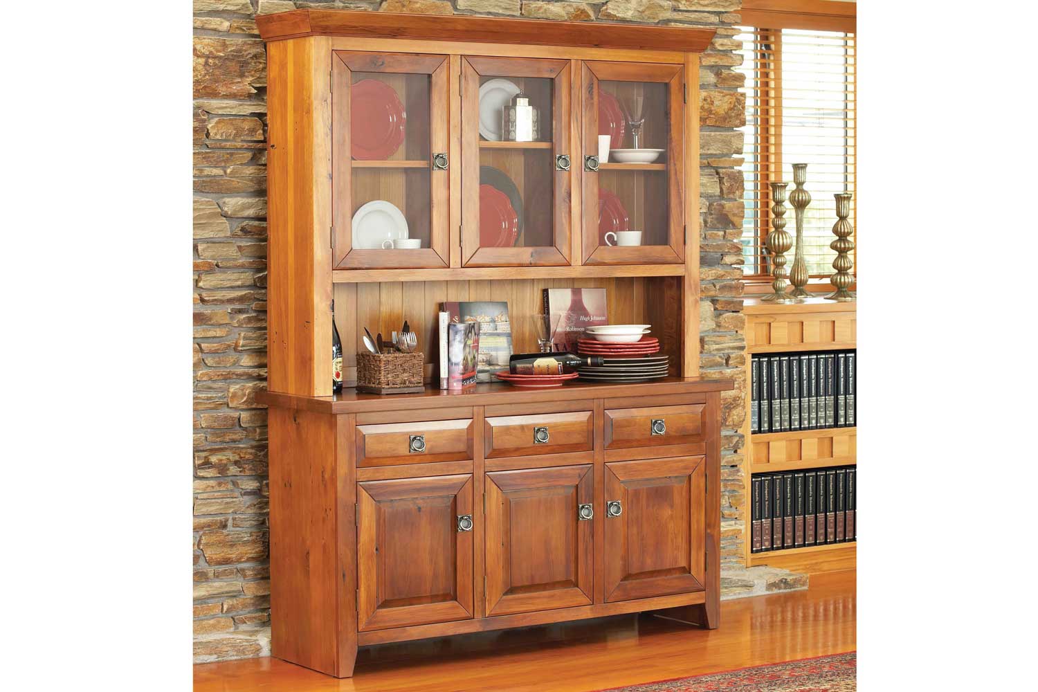 Clutha Buffet with Hutch by Woodpecker Furniture Harvey Norman New