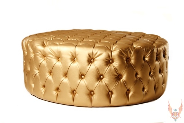Gold Round Ottoman - Visions In Style