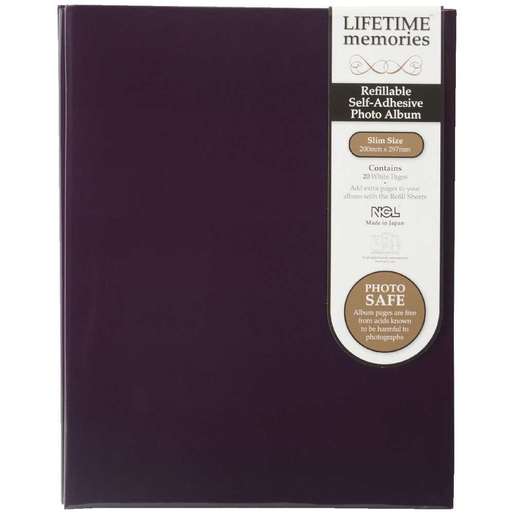 NCL 20 Page Refillable Selfadhesive Photo Album A4 Purple