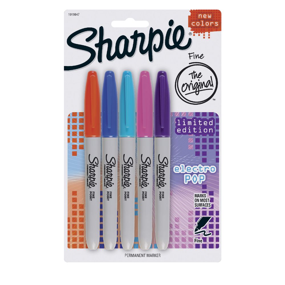 Sharpie Fine Permanent Markers Electro POP 5 Pack eBay
