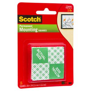 Scotch Foam Permanent Mounting Squares 16 Pack