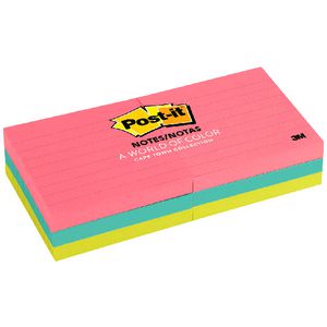 Post-it Lined Notes 76 x 76mm Capetown 6 Pack