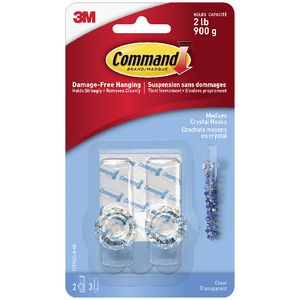 Command Medium Crystal Hook 2 Pack