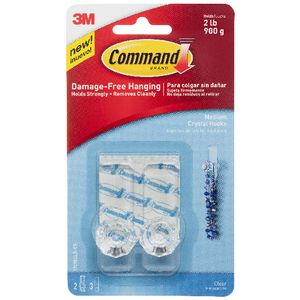 Command Medium Crystal Hook 2 Pack
