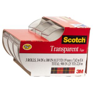 Scotch 600 Transparent Adhesive Tape Dispenser 3 Pack