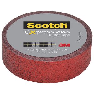 Scotch Expressions Glitter Tape 15mm x 5m Red
