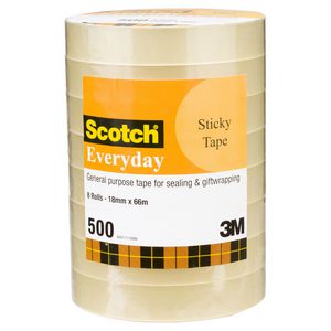 Scotch Everyday 500 Adhesive Tape 18mm x 66m 8 Pack
