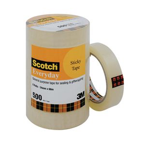 Scotch Everyday 500 Adhesive Tape 24mm x 66m 6 Pack
